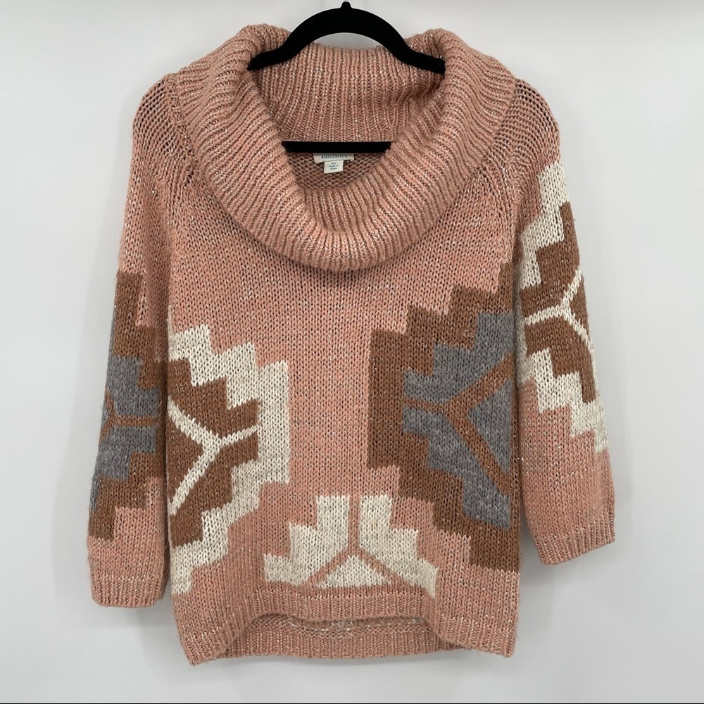 Sundance Pink Tribal Sweater with Sequin Sequin Detail - Picture 2 of 14